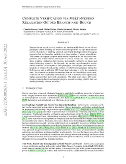 Complete Verification via Multi-Neuron Relaxation Guided
  Branch-and-Bound