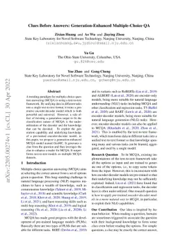 Clues Before Answers: Generation-Enhanced Multiple-Choice QA