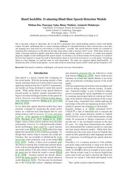 HateCheckHIn: Evaluating Hindi Hate Speech Detection Models