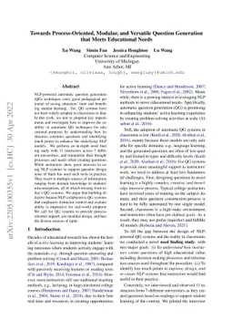 Towards Process-Oriented, Modular, and Versatile Question Generation
  that Meets Educational Needs