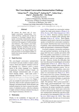 The Cross-lingual Conversation Summarization Challenge