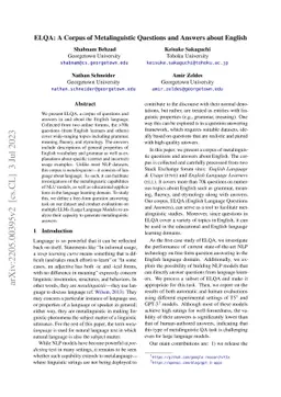 ELQA: A Corpus of Metalinguistic Questions and Answers about English