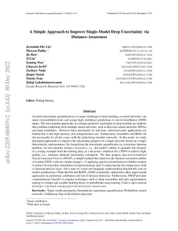 A Simple Approach to Improve Single-Model Deep Uncertainty via
  Distance-Awareness
