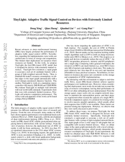 TinyLight: Adaptive Traffic Signal Control on Devices with Extremely
  Limited Resources