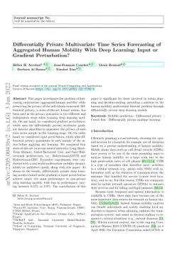 Differentially Private Multivariate Time Series Forecasting of
  Aggregated Human Mobility With Deep Learning: Input or Gradient Perturbation?