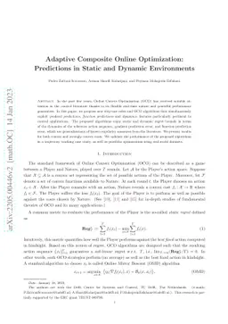 Adaptive Composite Online Optimization: Predictions in Static and
  Dynamic Environments