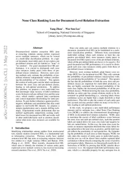 None Class Ranking Loss for Document-Level Relation Extraction