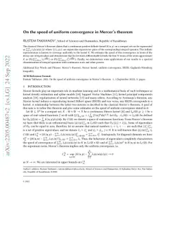 On the speed of uniform convergence in Mercer's theorem