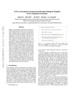 CUP: Curriculum Learning based Prompt Tuning for Implicit Event Argument
  Extraction