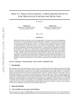 Deep vs. Shallow Learning: A Benchmark Study in Low Magnitude Earthquake
  Detection