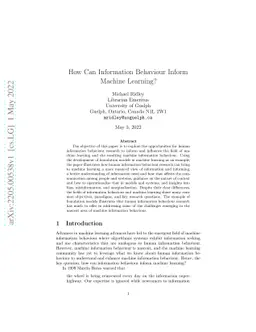 Can Information Behaviour Inform Machine Learning?