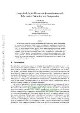 Large-Scale Multi-Document Summarization with Information Extraction and
  Compression