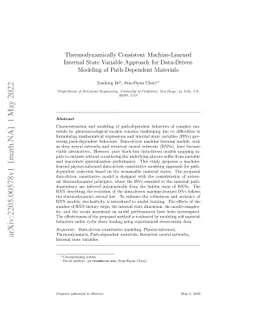 Thermodynamically Consistent Machine-Learned Internal State Variable
  Approach for Data-Driven Modeling of Path-Dependent Materials