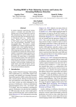 Teaching BERT to Wait: Balancing Accuracy and Latency for Streaming
  Disfluency Detection