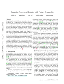 Enhancing Adversarial Training with Feature Separability