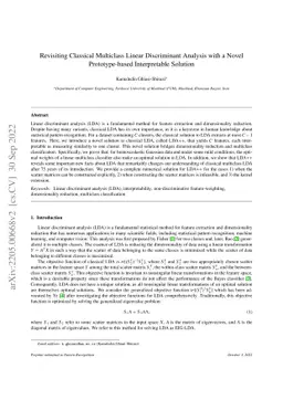 Revisiting Classical Multiclass Linear Discriminant Analysis with a
  Novel Prototype-based Interpretable Solution