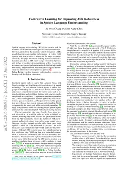 Contrastive Learning for Improving ASR Robustness in Spoken Language
  Understanding