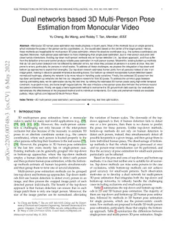 Dual networks based 3D Multi-Person Pose Estimation from Monocular Video