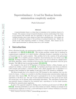 Superredundancy: A tool for Boolean formula minimization complexity
  analysis