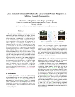 Cross-Domain Correlation Distillation for Unsupervised Domain Adaptation
  in Nighttime Semantic Segmentation