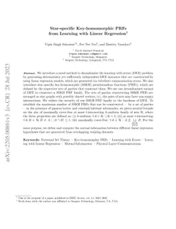 Star-specific Key-homomorphic PRFs from Learning with Linear Regression
