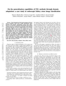 On the generalization capabilities of FSL methods through domain
  adaptation: a case study in endoscopic kidney stone image classification
