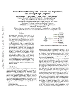 Positive-Unlabeled Learning with Adversarial Data Augmentation for
  Knowledge Graph Completion