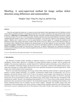 MemSeg: A semi-supervised method for image surface defect detection
  using differences and commonalities