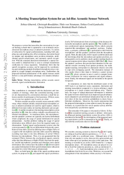 A Meeting Transcription System for an Ad-Hoc Acoustic Sensor Network