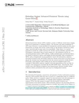 Defending Against Advanced Persistent Threats using Game-Theory