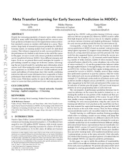 Meta Transfer Learning for Early Success Prediction in MOOCs