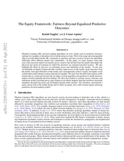 The Equity Framework: Fairness Beyond Equalized Predictive Outcomes