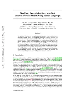 Wav2Seq: Pre-training Speech-to-Text Encoder-Decoder Models Using Pseudo
  Languages