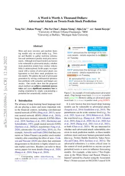 A Word is Worth A Thousand Dollars: Adversarial Attack on Tweets Fools
  Stock Predictions