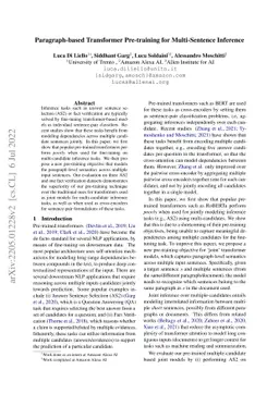 Paragraph-based Transformer Pre-training for Multi-Sentence Inference