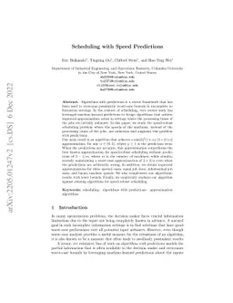 Scheduling with Speed Predictions