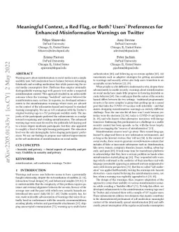 Meaningful Context, a Red Flag, or Both? Users' Preferences for Enhanced
  Misinformation Warnings on Twitter