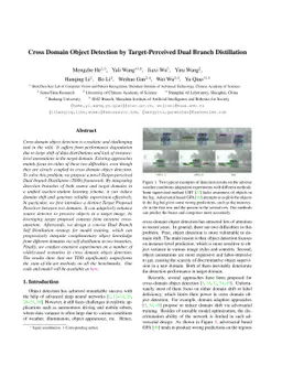Cross Domain Object Detection by Target-Perceived Dual Branch
  Distillation