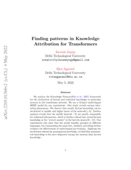 Finding patterns in Knowledge Attribution for Transformers