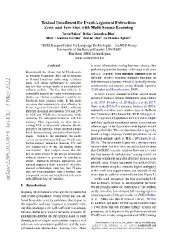 Textual Entailment for Event Argument Extraction: Zero- and Few-Shot
  with Multi-Source Learning