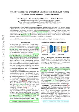 Kompetencer: Fine-grained Skill Classification in Danish Job Postings
  via Distant Supervision and Transfer Learning