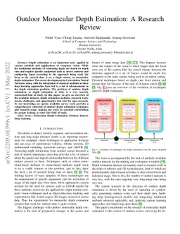 Outdoor Monocular Depth Estimation: A Research Review