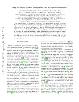 Deep learning of quantum entanglement from incomplete measurements
