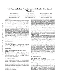 Fair Feature Subset Selection using Multiobjective Genetic Algorithm