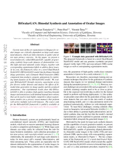 BiOcularGAN: Bimodal Synthesis and Annotation of Ocular Images