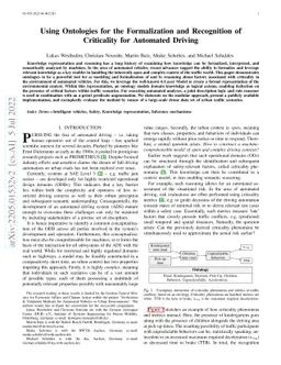 Using Ontologies for the Formalization and Recognition of Criticality
  for Automated Driving