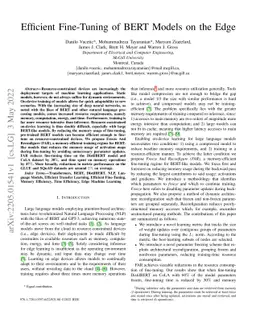 Efficient Fine-Tuning of BERT Models on the Edge