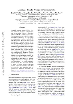 Learning to Transfer Prompts for Text Generation