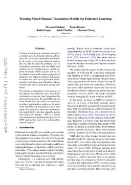 Training Mixed-Domain Translation Models via Federated Learning