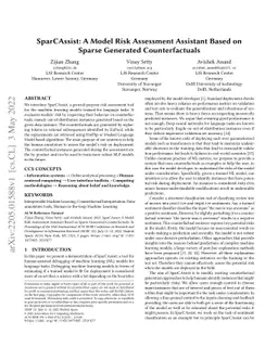 SparCAssist: A Model Risk Assessment Assistant Based on Sparse Generated
  Counterfactuals